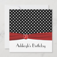 IMPRIMÉ RIBBON Rouge Noir Pois 21e anniversaire