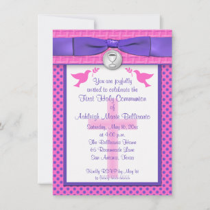 Invitation IMPRIMÉE RIBBON Première communion sainte Invitati