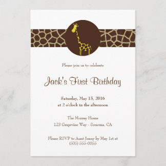 Invitation Imprimer la Girafe Anniversaire personnalisé