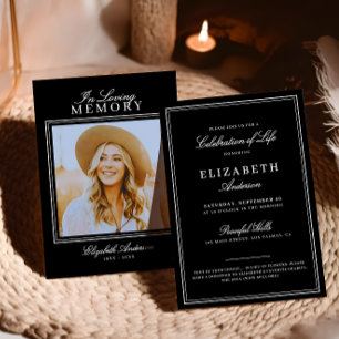 Invitation In Love Memory Élégant Script & Photo Memorial