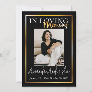 Invitation In Love Memory Gold Funeral Photo