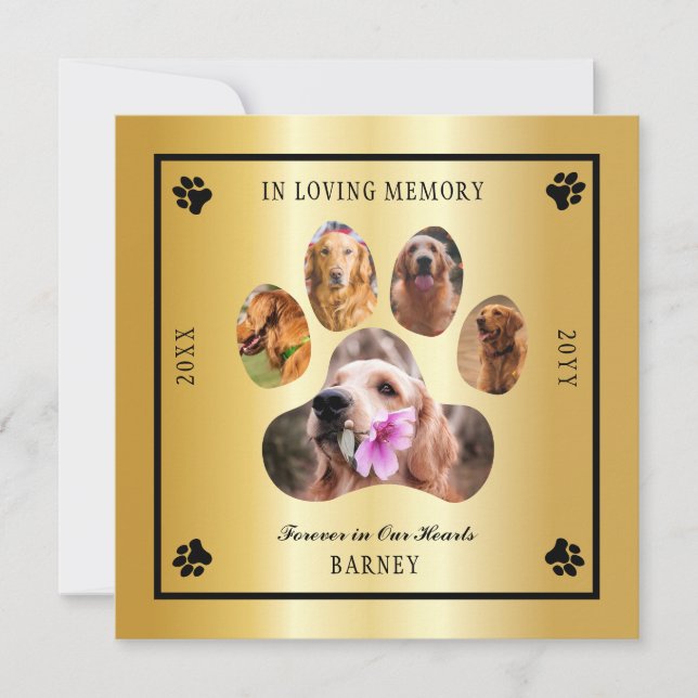 Invitation In Love Memory Photo Pet Memorial - Tone Or (Devant)