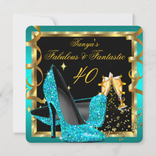 Invitation Incroyable Fantastique Moderne Bleu Sarcelle Noir 