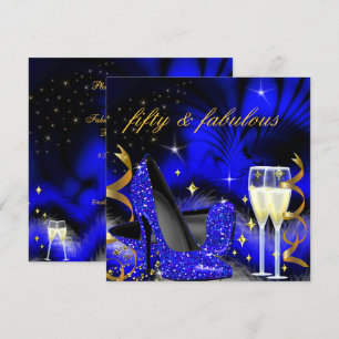 Invitation Incroyables cinquante talons hauts bleu royal doré