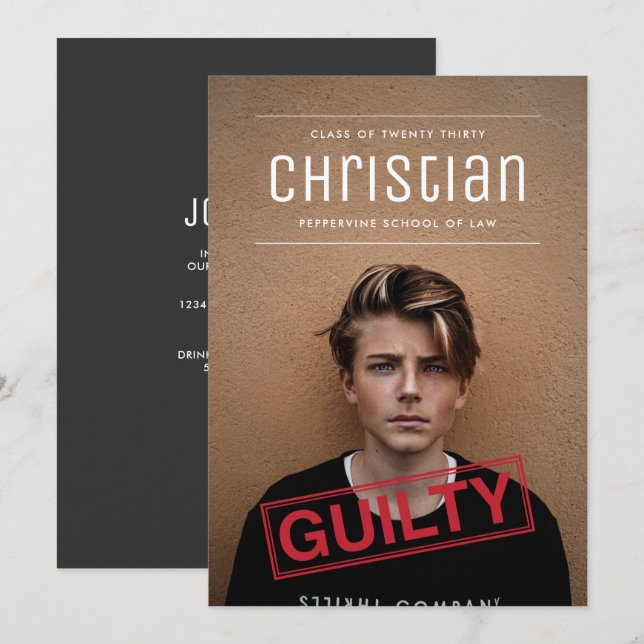 Invitation Inculpation pour l'obtention d'un diplôme de droit (Devant / Derrière)