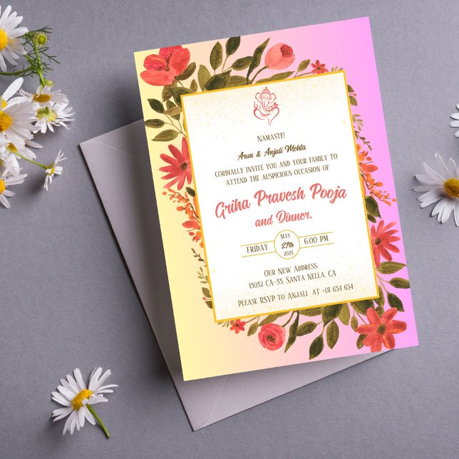 Invitation Inde Hindu Houseréchauffe Griha Pravesh (Créateur téléchargé)