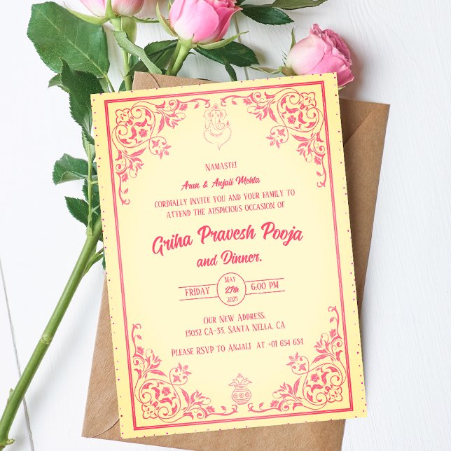 Invitation Inde Hindu Houseréchauffe Griha Pravesh (Créateur téléchargé)