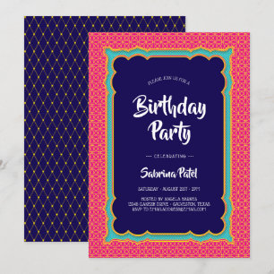 Invitation Inde Motif fête d'anniversaire 1