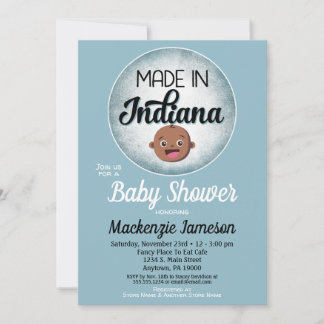 Invitation Indiana Baby shower African American Blue Baby