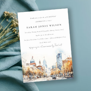 Invitation Indianapolis Indiana Paysage Aquarelle Anniversair