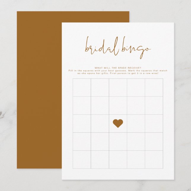 Invitation INDIE Bohemian Burnt Orange Douche Bingo Jeu (Devant / Derrière)