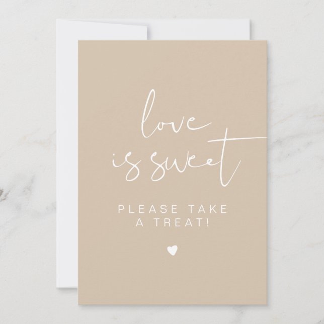 Invitation INDIE Boho Beige Cream Love is Sweet Favor Sign (Devant)
