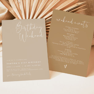 Invitation INDIE Boho Beige Taupe Désert Anniversaire