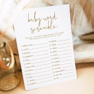 Invitation INDIE Boho Burnt Orange Baby Word Scramble Jeu I