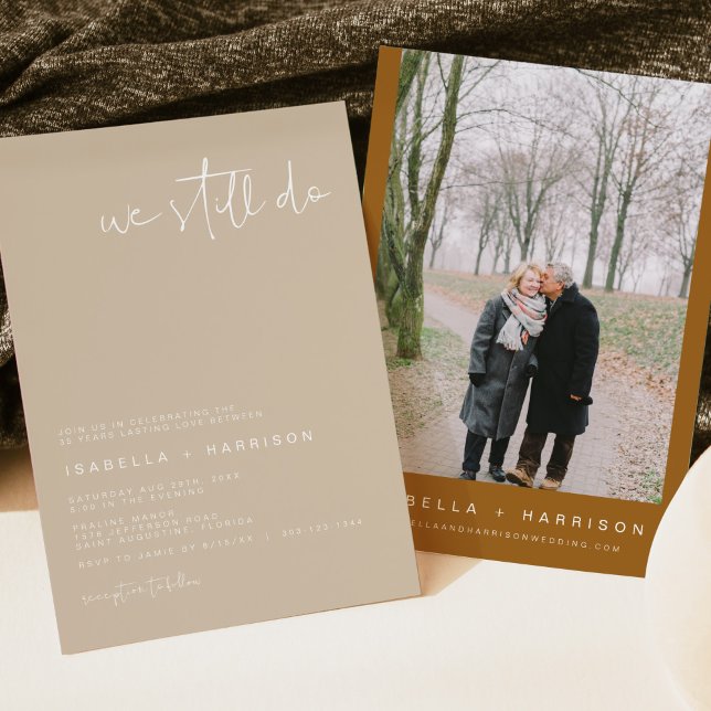 Invitation INDIE Boho Tons Terreux Beige Renouvellement de Vo (Créateur téléchargé)