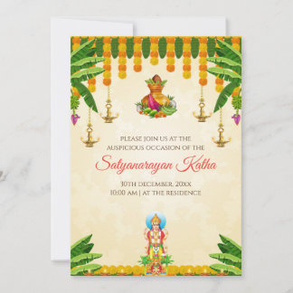 Invitation indien de pooja Satyanarayan katha invi