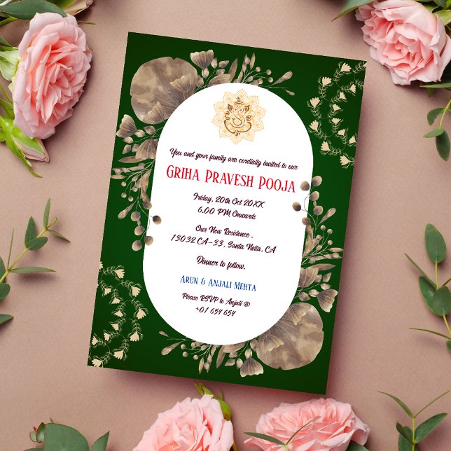 Invitation Indien Hindu Houseréchauffer Griha Pravesh Russe (Créateur téléchargé)
