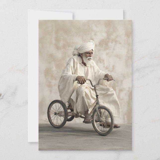 Invitation Indien Traditionnel Pédagogie Tricycle Vintage (Devant)
