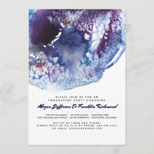 Invitation Indigo Blue Modern Watercolor