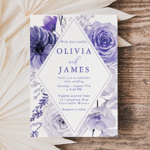Invitation Indigo Floral Élégant Mariage de cadre