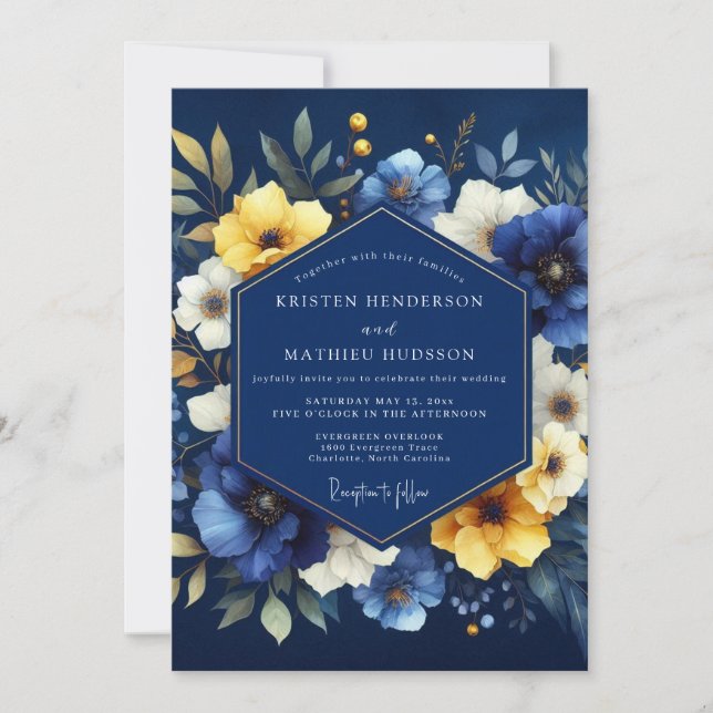 Invitation Indigo Luminous Bloom Wedding (Devant)