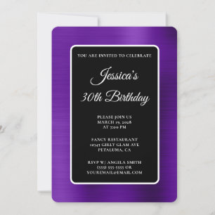 Invitation Indigo Purple Foil noir et blanc 30e anniversaire