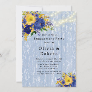 Invitation Indigo Yellow Peony Wood Lights