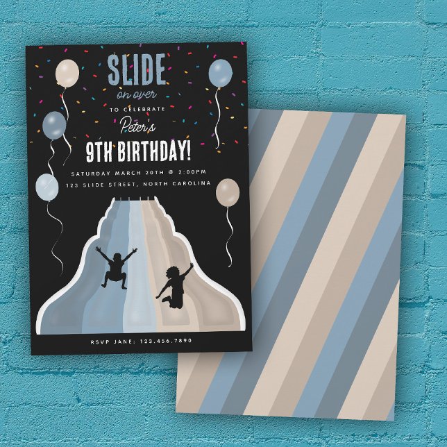 Invitation Indoor Slide Park Playground Boys Birthday Party (Indoor Slide Park Playground Boys Birthday Party Invitation)