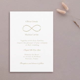 Invitation Infinity Love Monogramme Élégant Mariage blanc