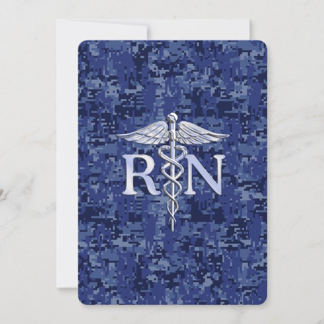 Invitation Infirmière autorisée RN Caduceus sur Camo bleu de  (Devant)