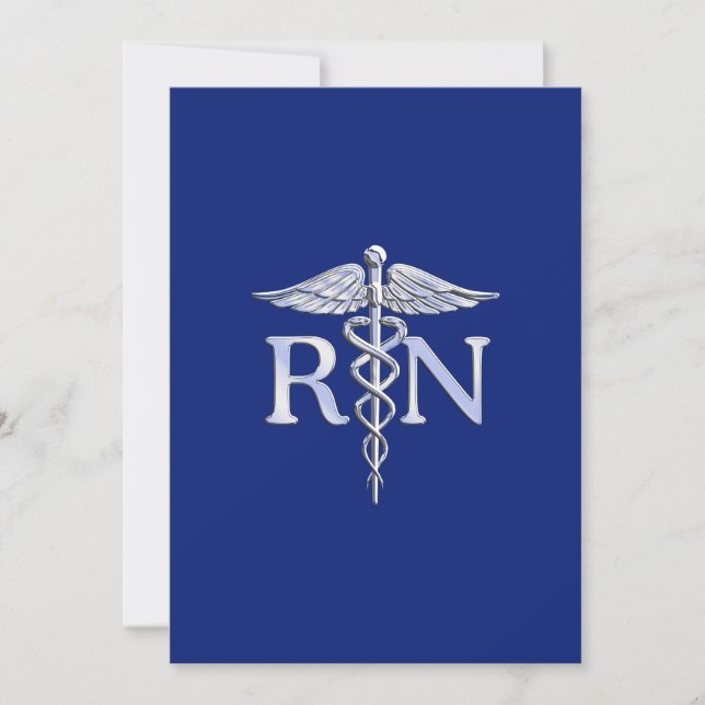 Invitation Infirmière autorisée RN Caduceus sur Navy Blue (Devant)