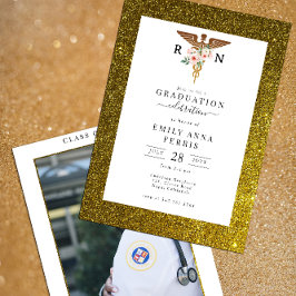 Invitation Infirmière de la RN Floral Photo Graduation Invita