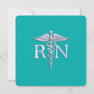 Invitation Infirmière inscrite RN Caduceus sur Turquoise