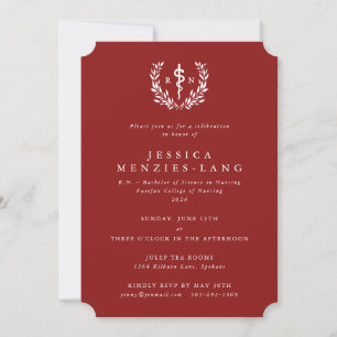 Invitation Infirmière inscrite Rouge/Blanc Asclepius Graduati