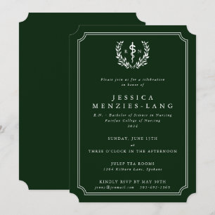 Invitation Infirmière inscrite verte/blanche Asclepius Gradua