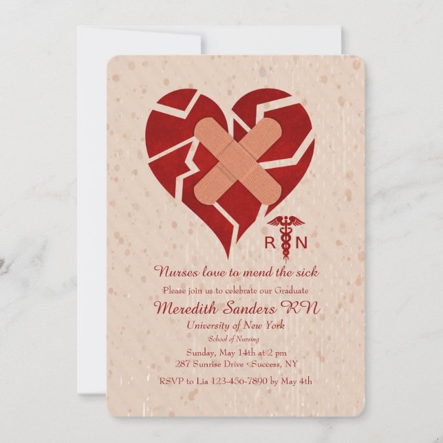Invitation Infirmières aiment réparer l'invitation de diplômé (Devant)