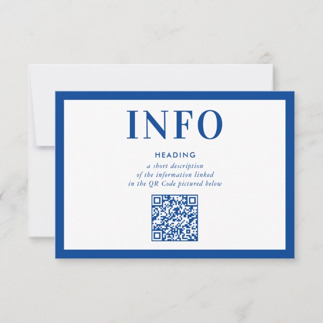 Invitation INFORMATION INSCRIRE le code QR bleu royal moderne (Devant)