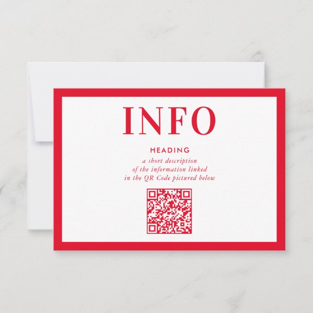 Invitation INFORMATION INSCRIRE le code QR rouge simple (Devant)