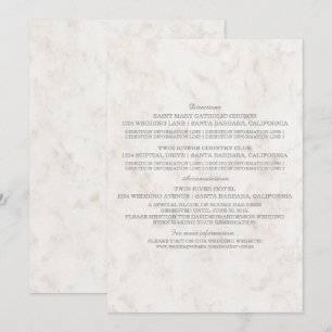 Invitation Informations de mariage élégantes en marbre beige 
