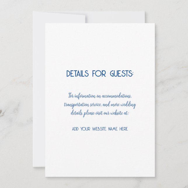 Invitation Informations de mariage Invités Bleu Blanc 2024 (Devant)