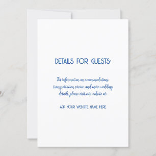 Invitation Informations de mariage Invités Bleu Blanc 2024
