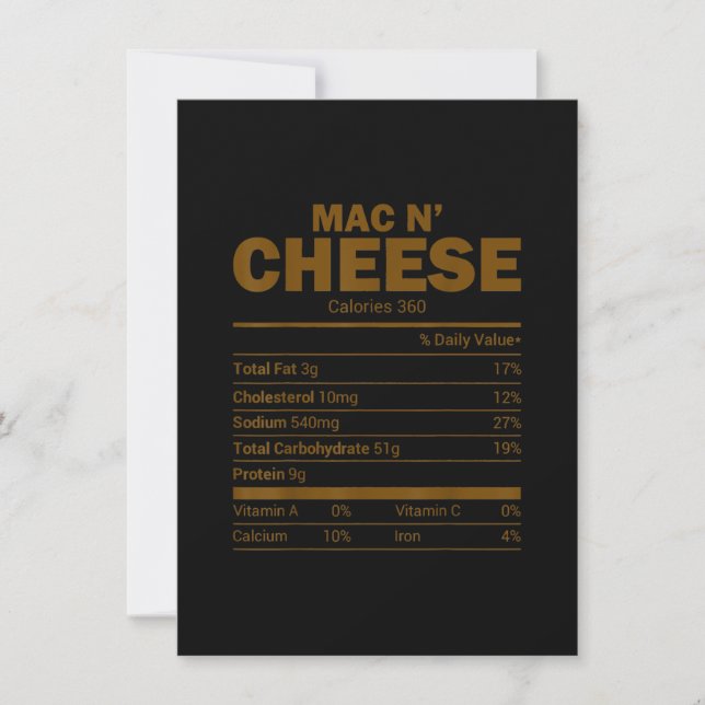 Invitation Informations nutritionnelles Mac N Cheese Famille  (Devant)