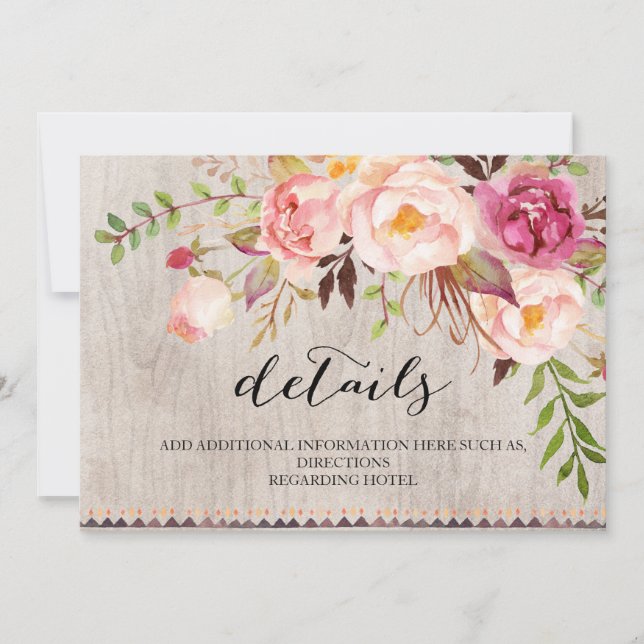 Invitation Informations sur le Mariage floral rustique/double (Devant)