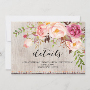 Invitation Informations sur le Mariage floral rustique/double