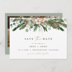 Invitation INGE Scandinave hiver verdure Enregistrer la date