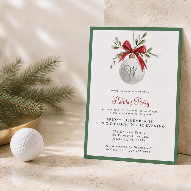 Invitation initiale de fête de Noël de golf à l'aq (Créateur téléchargé)