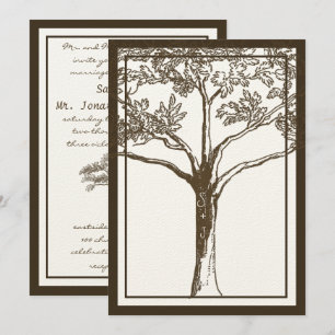 Invitation Initiales de l'arbre d'amour romantique dans le Ma