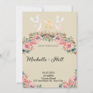 Invitation Initiales de mariage Monogramme Romantique