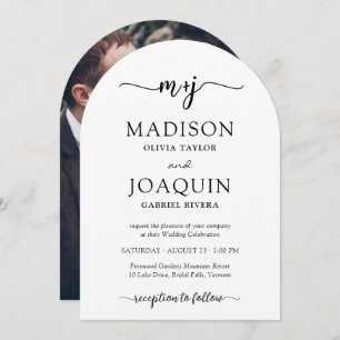 Invitation Initiales de script et Mariage photo stylish simpl