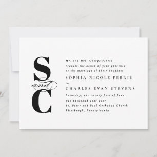 Invitation Initiales élégantes simple mariage formel élégant